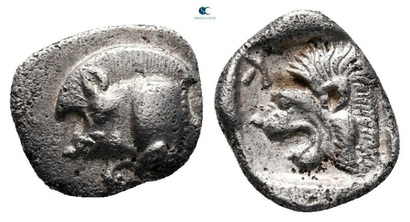 Mysia. Kyzikos circa 525-475 BC. 
Obol AR

10 mm, 0,77 g

Forepart of boar ...