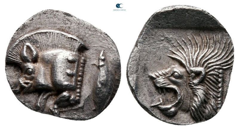 Mysia. Kyzikos circa 525-475 BC. 
Obol AR

12 mm, 0,84 g

Forepart of boar ...