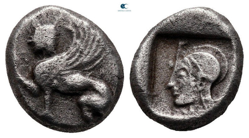 Troas. Gergis circa 500 BC. 
Tetrobol AR

12 mm, 2,16 g

Sphinx seated left...