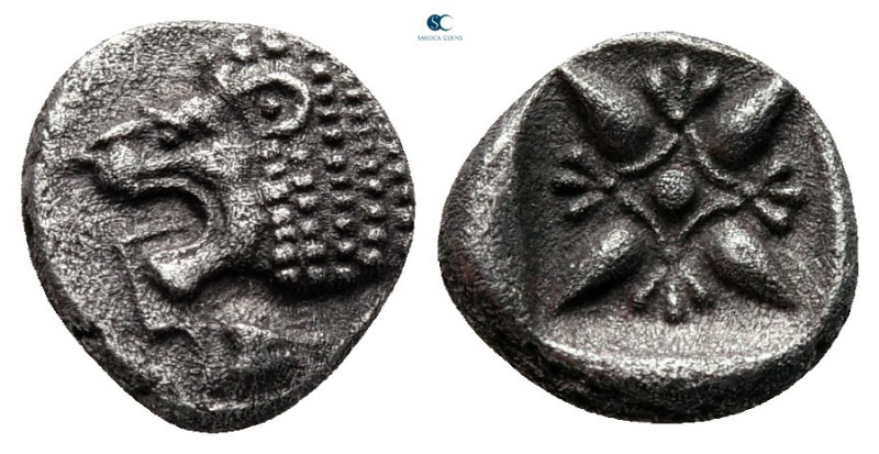 Ionia. Miletos circa 525-475 BC. 
Diobol AR

10 mm, 0,92 g

Forepart of lio...
