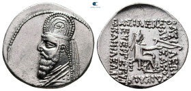 Kings of Parthia. Rhagae. Sinatrukes 93-69 BC. Drachm AR