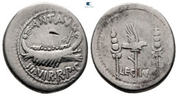 Marc Antony 32-31 BC. Military mint moving with M.Antony. Denarius AR