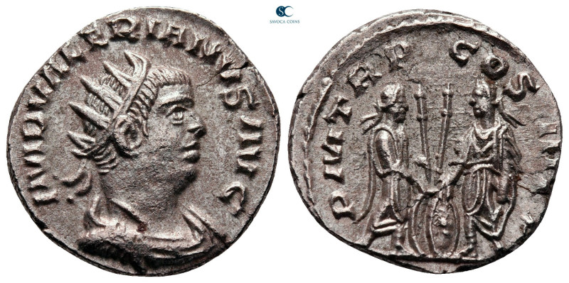 Valerian I AD 253-260. Antioch
Billon Antoninianus

20 mm, 3,71 g

IMP VALE...
