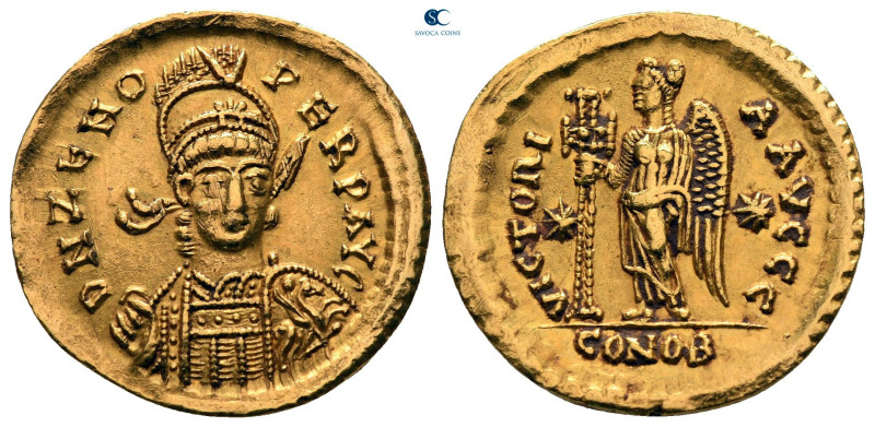 Zeno AD 474-491. Constantinople
Solidus AV

21 mm, 4,43 g

 D N ZENO PERP A...