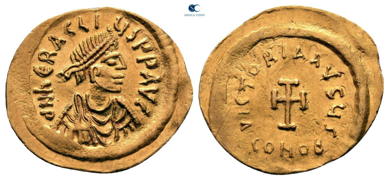 Heraclius AD 610-641. Constantinople
Tremissis AV

17 mm, 1,39 g

δ N hЄRAC...