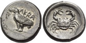 Sicily, Agrigentum. Didrachm circa 495-485, AR 8.71 g. AKRA Eagle standing l., with folded wings. Rev. Crab. SNG Lloyd 791 (these dies). SNG ANS 927 (...