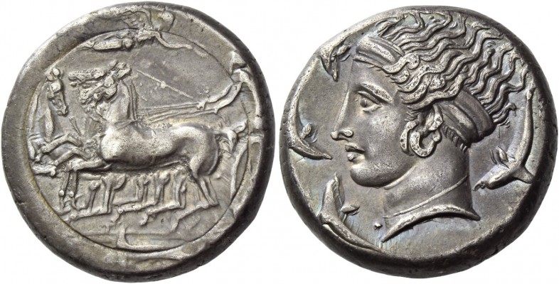 Syracuse. Tetradrachm in the style of Eukleidas, circa 399-387, AR 17.30 g. Fast...