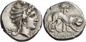 The Carthaginians in Italy, Sicily and North Africa. Tetradrachm, uncertain mint in Sicily "people of the camp" circa 320-310, AR 17.15 g. Head of Tan...