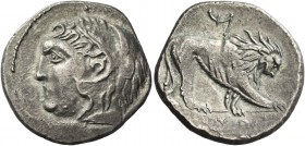 The Carthaginians in Italy, Sicily and North Africa. Libyan revolt. Shekel, Carthago circa 241-238, billon 6.81 g. Head of Heracles l., wearing lion's...