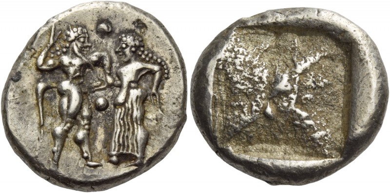 Thraco-Macedonian Tribes, Siris or Lete. Stater circa 500, AR 9.86 g. Nude ithyp...