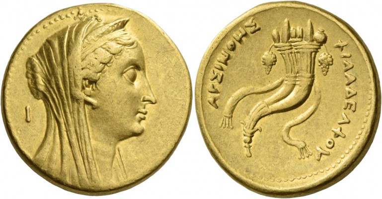 Ptolemy II Philadelphos, 285 – 246 BC. In the name of Arsinoe II. Octodrachm, Al...