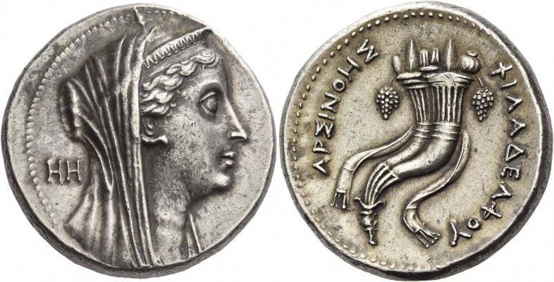 Ptolemy II Philadelphos, 285 – 246 BC. In the name of Arsinoe II. Decadrachm, Al...