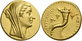 Ptolemy III Euergetes, 246 – 222. In the name of Berenice II. Octodrachm, Ephesus after 241, AV 27.87 g. Diademed and veiled bust of Berenice II r. Re...