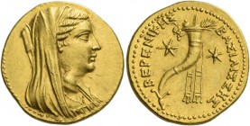 Ptolemy III Euergetes, 246 – 222. In the name of Berenice II. 2 ½ drachms, Alexandria after 241, AV 10.69 g. Diademed and veiled bust of Berenice II r...