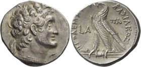 Ptolemy XII, 114 – 88 BC. Tetradrachm, Cyprus 114, AR 13.80 g. Diademed bust of Ptolemy I r., with aegis. Rev. BAΣIΛEΩΣ – ΠTOΛEMAIOY Eagle standing l....
