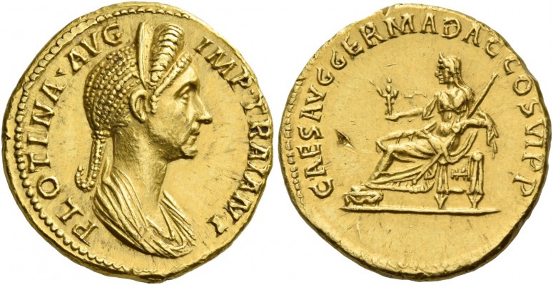 Plotina, wife of Trajan. Aureus circa 112, AV 7.29 g. PLOTINA AVG – IMP TRAIANI ...