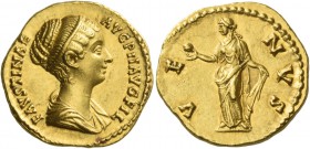 Faustina II, daughter of Antoninus Pius and wife of Marcus Aurelius. Aureus 147-152, AV 7.29 g. FAVSTINAE – AVG PII AVG FIL Draped bust r., with band ...