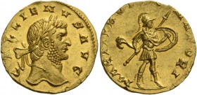 Gallienus joint reign with Valerian I, 253 – 260 and sole reign, 260 – 268. Aureus 253-268, AV 3.37 g. GALLIENVS AVG Laureate head r. Rev. MARTI PRO[P...