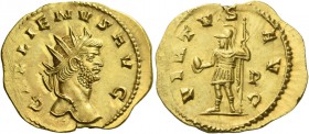Gallienus sole reign, 260 – 268. Binio 260-261, AV 4.95 g. GALLIENVS AVG Radiate head r. Rev. VIRTVS AVG Mars standing l., holding globe and sceptre; ...