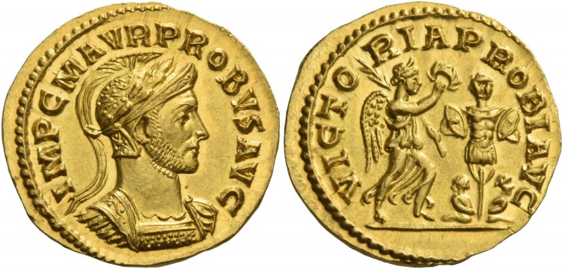 Probus, 276 – 282. Aureus, Lugdunum 281, AV 6.04 g. IMP C M AVR PROBVS AVG Helme...