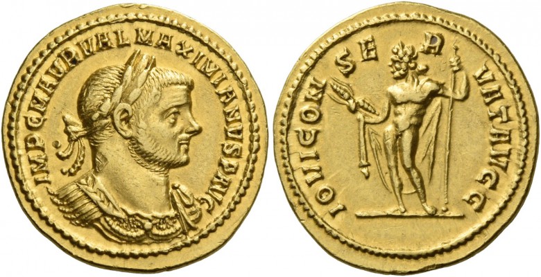 Maximianus augustus, first reign 286 – 305. Aureus circa 286, AV 5.38 g. IMP C M...