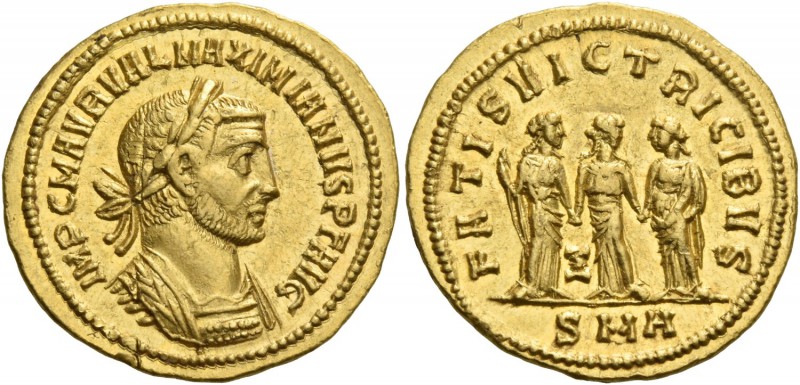 Maximianus augustus, first reign 286 – 305. Aureus, Antiochia 294, AV 5.23 g. IM...