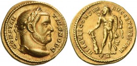 Constantius I Chlorus caesar, 293 – 305. Aureus, Treveri 303, AV 5.46 g. CONSTAN – TIVS NOB C Laureate head r. Rev. HERCVLI CONSER – AVGG ET CAESS NN ...