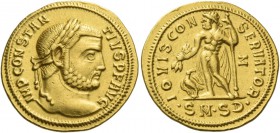 Constantius I Chlorus augustus, 305 – 306. Aureus, Serdica 305-306, AV 5.32 g. IMP CONSTAN – TIVS P F AVG Laureate head r. Rev. IOVIS CON – SERVATOR J...