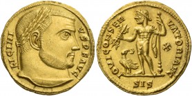 Licinius I, 308 – 324. Aureus, Siscia 316, AV 5.21 g. LICINI – VS P F AVG Laureate head r. Rev. IOVI CONSER – VATORI AVG Jupiter standing l., holding ...