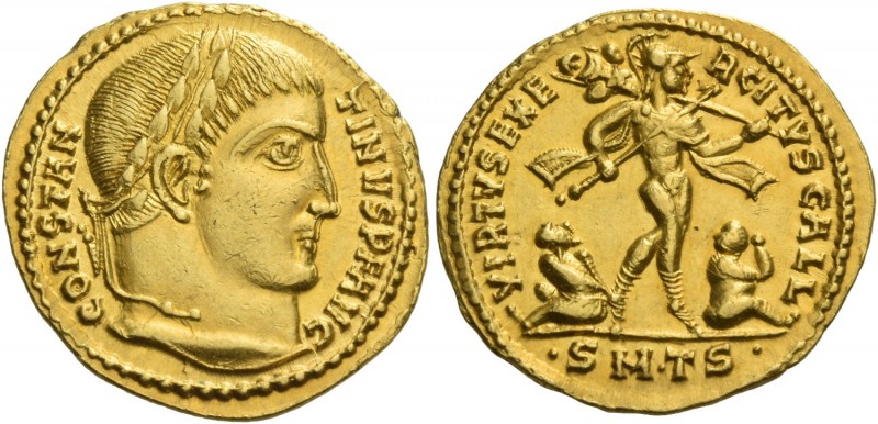 Constantine I, 307 – 337. Solidus, Thessalonica 317, AV 4.59 g. CONSTAN – TINVS ...