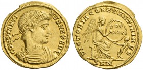 Constantine I, 307 – 337. Semissis or 1 1/2 siliquae, Nicomedia 330-331, AV 2.22 g. CONSTANTI – NVS MAX AVG Rosette- diademed, draped and cuirassed bu...