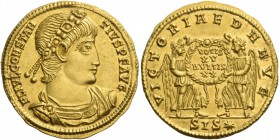 Constantius II augustus, 337 – 361. Solidus, Siscia 340-350, AV 4.38 g. FL IVL CONSTAN – TIVS P F AVG Laurel and rosette-diademed, draped and cuirasse...