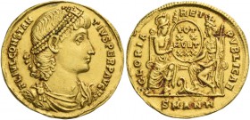 Constantius II augustus, 337 – 361. Solidus, Antiochia 347-355, AV 4.49 g. FL IVL CONSTAN – TIVS PERP AVG Pearl-diademed, draped and cuirassed bust r....