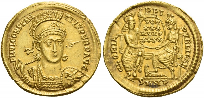 Constantius II augustus, 337 – 361. Solidus, Nicomedia 351-355, AV 4.51 g. FL IV...