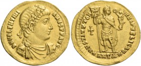 Valentinian I, 364 – 375. Solidus, Antiochia 364-367, AV 4.33 g. D N VALENTINI – ANVS P F AVG Rosette and pearl-diademed, draped and cuirassed bust r....