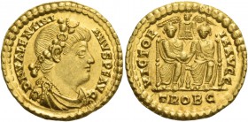 Valentinian I, 364 – 375. Solidus, Treveri circa 367-375, AV 4.51 g. D N VALENTINI – ANVS P F AVG Rosette-diademed , draped and cuirassed bust r. Rev....