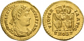 Valentinian I, 364 – 375. Solidus, Treveri 367-375, AV 4.47 g. D N VALENTINI – ANVS P F AVG Rosette-diademed, draped and cuirassed bust r. Rev. VICTOR...