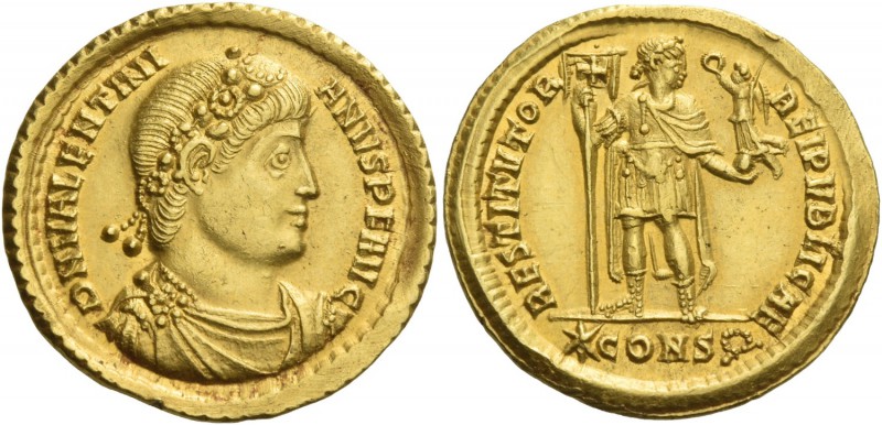 Valentinian I, 364 – 375. Solidus, Constantinopolis 365-375, AV 4.50 g. D N VALE...