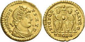 Valens, 364 – 378. Solidus, Treveri circa 367-375, AV 4.43 g. D N VALENS – P F AVG Rosette-diademed, draped and cuirassed bust r. Rev. VICTOR – IA AVG...