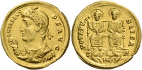 Valens, 364 – 378. Solidus, Nicomedia quinquennalia 368, AV 4.52 g. D N VALENS – P F AVG Pearl-diademed bust l., wearing imperial mantle and holding m...