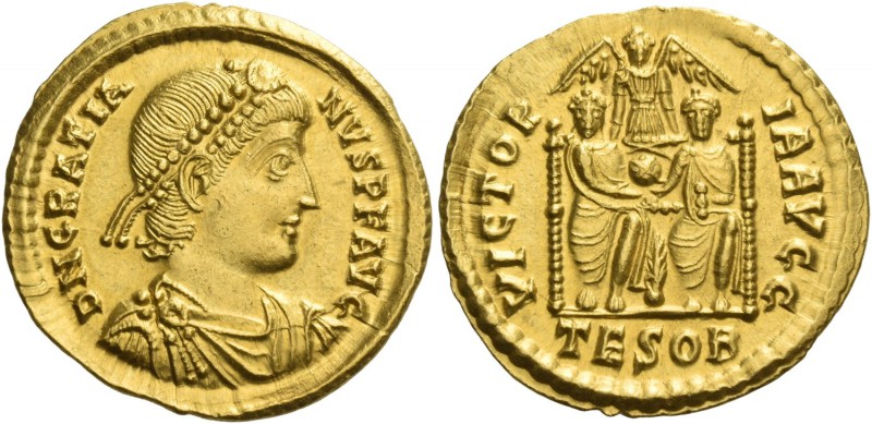 Gratian, 367 – 383. Solidus, Thessalonica circa 378-383, AV 4.55 g. D N GRATIA –...
