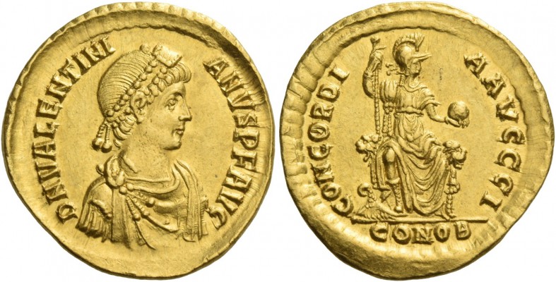 Valentinian II, 375 – 392. Solidus, Constantinopolis 383-388, AV 4.55 g. D N VAL...