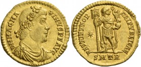 Magnus Maximus, 383 – 388. Solidus, Treveri 383-388, AV 4.42 g. D N MAG MA – XIMVS P F AVG Rosette-diademed, draped and cuirassed bust r. Rev. RESTITV...