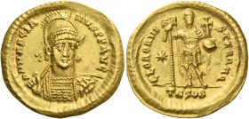 Marcian, 450 – 457. Solidus, Thessalonica circa 450-457, AV 4.43 g. D N MARCIA – NVS P F AVG Helmeted, pearl-diademed and cuirassed bust three-quarter...