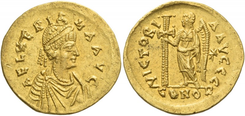 Aelia Verina, wife of Leo I. Solidus, Constantinopolis 471 or 473, AV 4.44 g. AE...