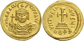 Heraclius, 5 October 610 – 11 January 641, with colleagues from January 613. Solidus of 22 siliquae 610–613, AV 4.12 g. d N hЄRACLI – VS P P AVG Drape...