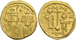 Constans II, September 641 – 15 July 678, with colleagues from 654. Solidus circa 661–663, AV 4.41 g. [d N CONs] – tANIЧ Facing bust of Constans II, w...