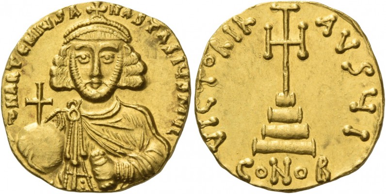 Anastasius II Artemius, 3 June 713 – 715. Solidus 713–715, AV 3.99 g. d N APTEMI...