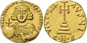 Anastasius II Artemius, 3 June 713 – 715. Solidus 713–715, AV 3.99 g. d N APTEMIЧS A – NASTASIЧS MYL Facing bust, wearing crown with cross on circlet ...