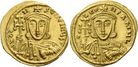Constantine V Copronymus, 17 June 741 – 14 September 775, with Leo IV as associate ruler, from 751. Solidus circa 741–751, AV 4.46 g. D N CO – NS – tA...